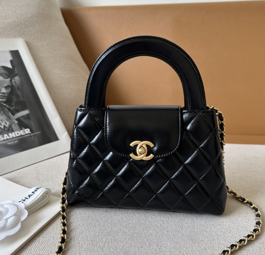 [Pre-order] Chanel Kelly Mini Shopping Bag Mini 23K Shiny Aged Calfskin Black งาน VIP คุณภาพที่ดีที่สุด