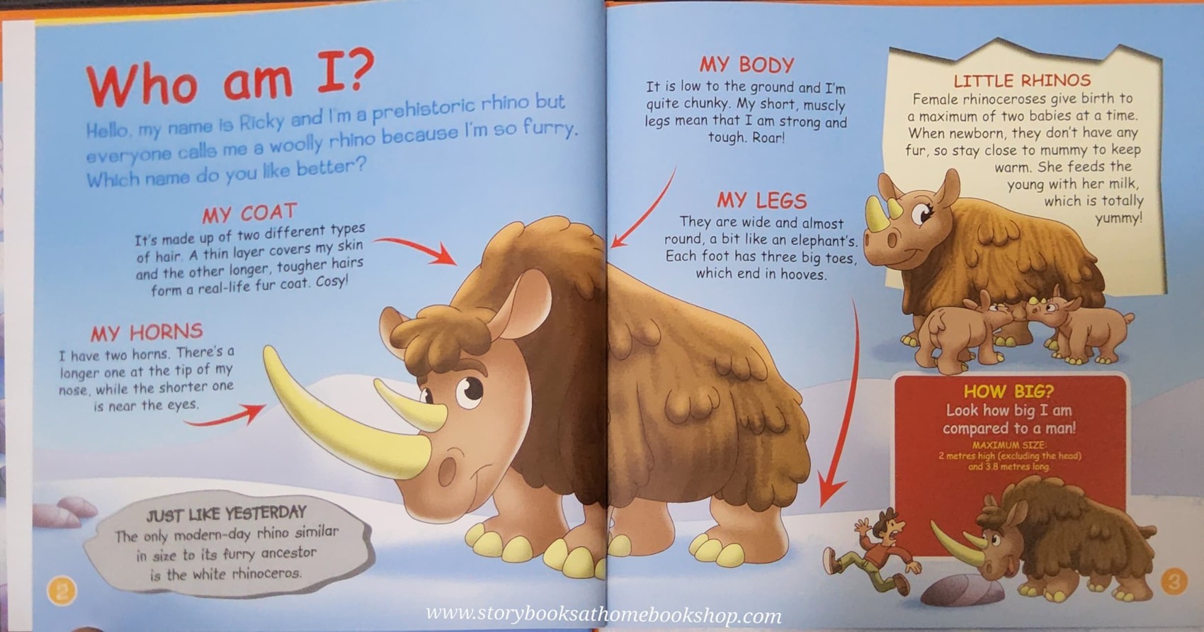 หนังสือนิทานปกแข็ง** 🍅🍓DINOSAURS&FRIENDS READ.LEARN.PLAY:PREHISTORIC ANIMALS:WOOLLY RHINOCEROS #29