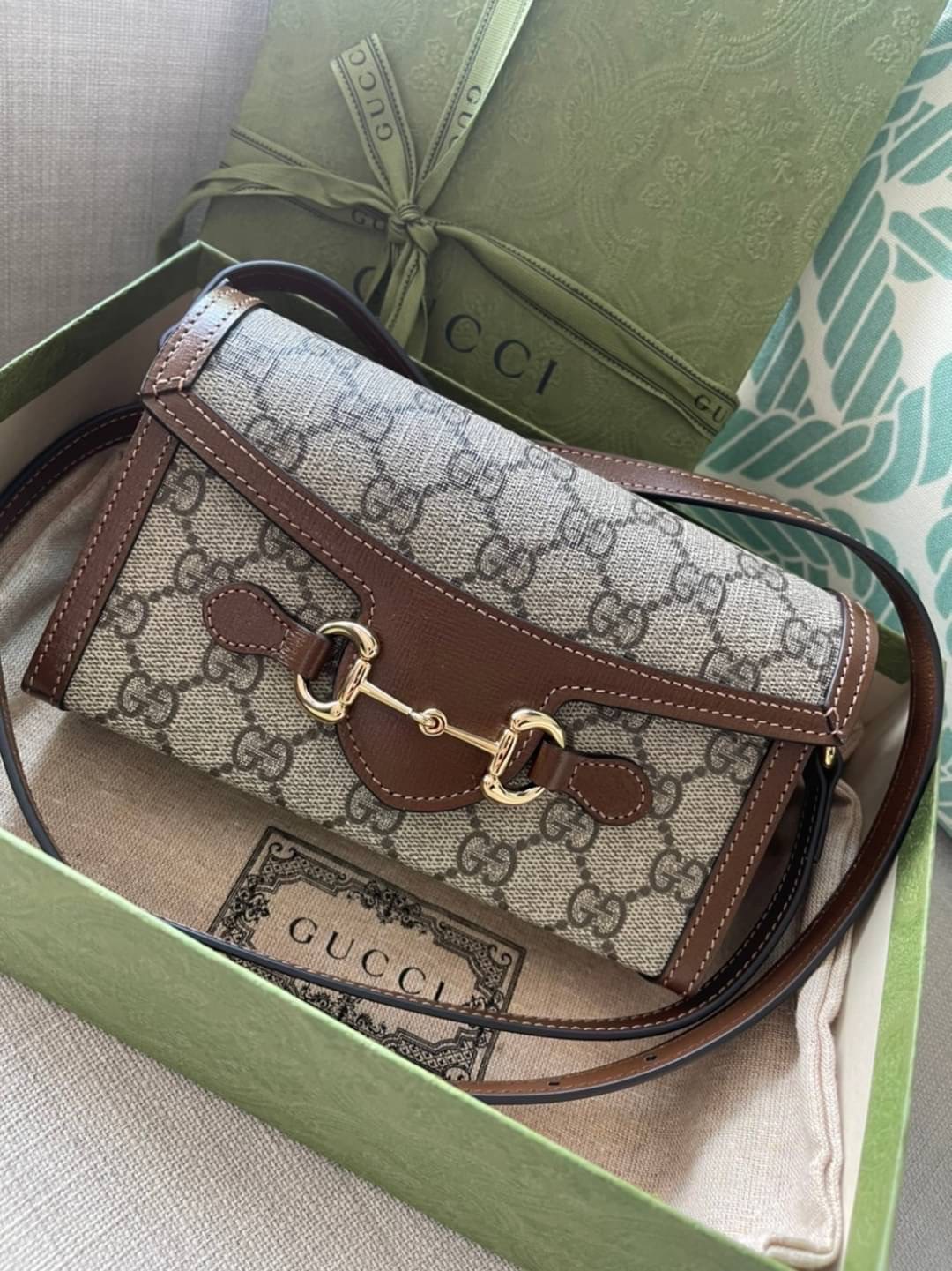 New Gucci Horsebit 1955 Mini Bag Size : 7.1 x 4.7 x 2 นิ้ว
