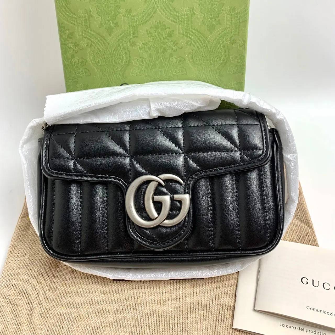 New gucci super mini ดำอะไหล่เงิน สวย match ง่าย
