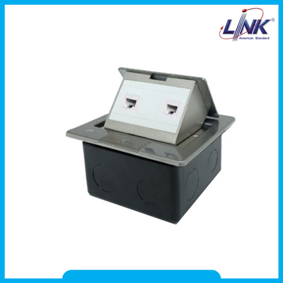 CAT 6 NEW POP-UP STAINLESS 2 PORT OUTLET w/DAMPING เต้ารับฝังพื้นมีDamping