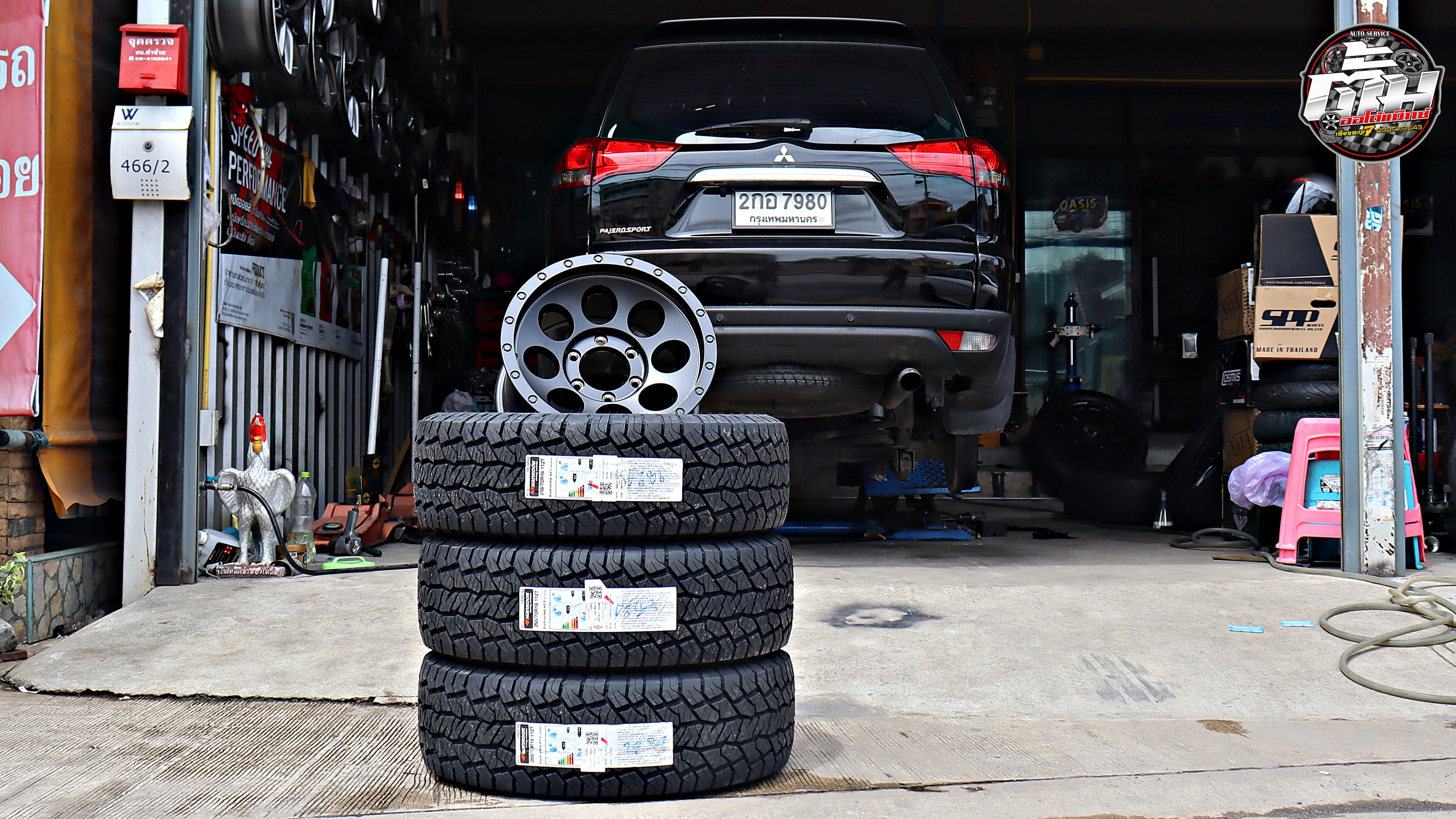 MITSUBISHI PAJERO SPORT เปลี่ยนล้อยาง ล้อ ZEUS-25 ขอบ16นิ้ว ยาง HANKOOK Dynapro AT2 Xtreme 265/70R16 112T