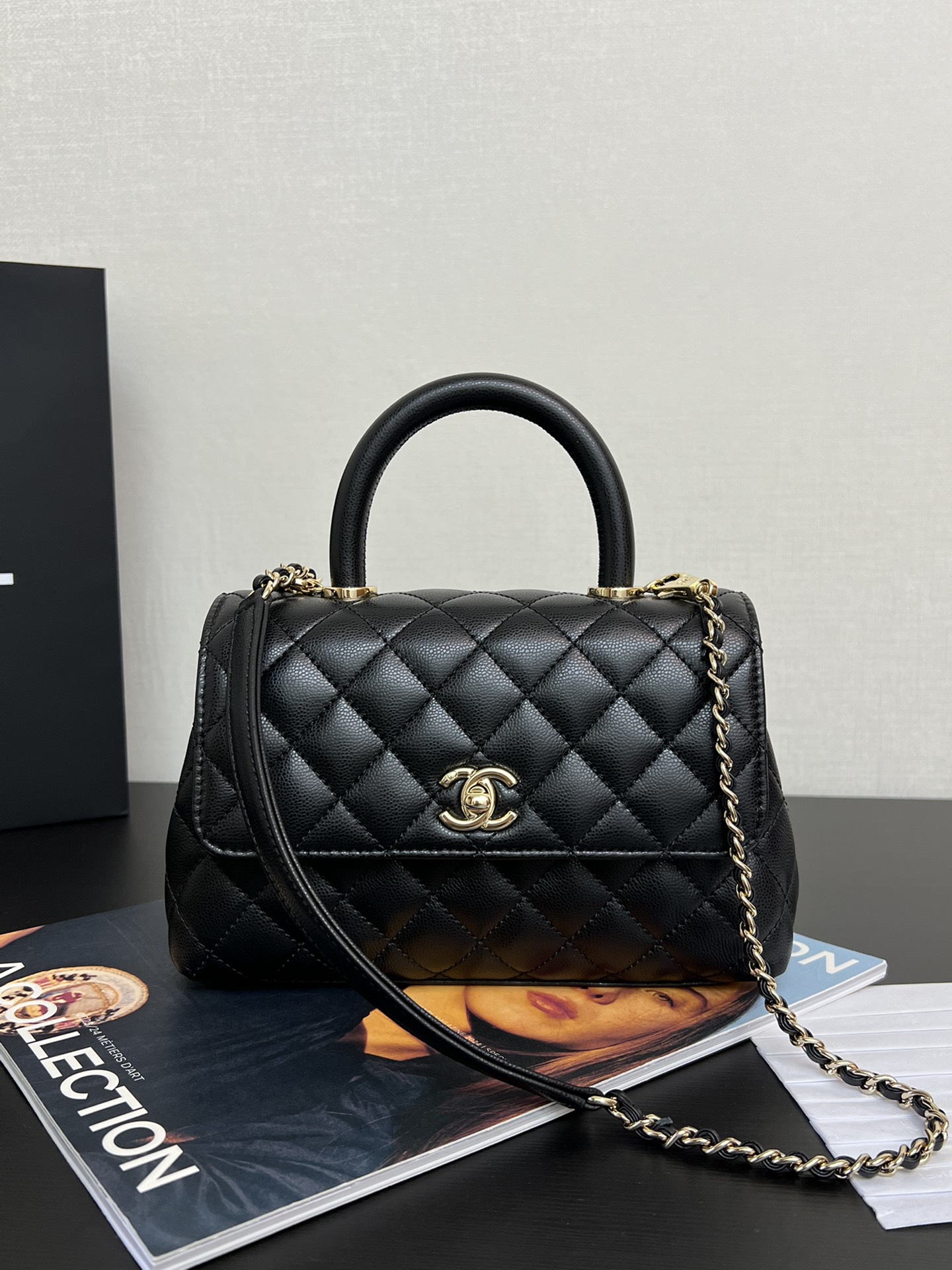 [Pre-order] Chanel Coco Top Handle Bag Mini 24cm Gold-Tone Metal Hardwareงาน VIP คุณภาพที่ดีที่สุด