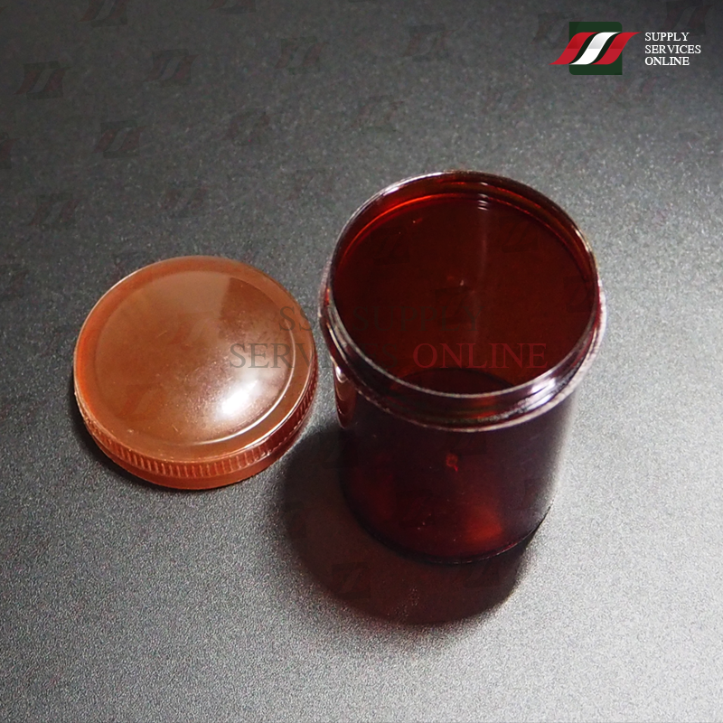 กระปุกเก็บยาเม็ด เก็บปัสสาวะ ขวดขี้ผึ้งสีชา Urine Container PS 60mL