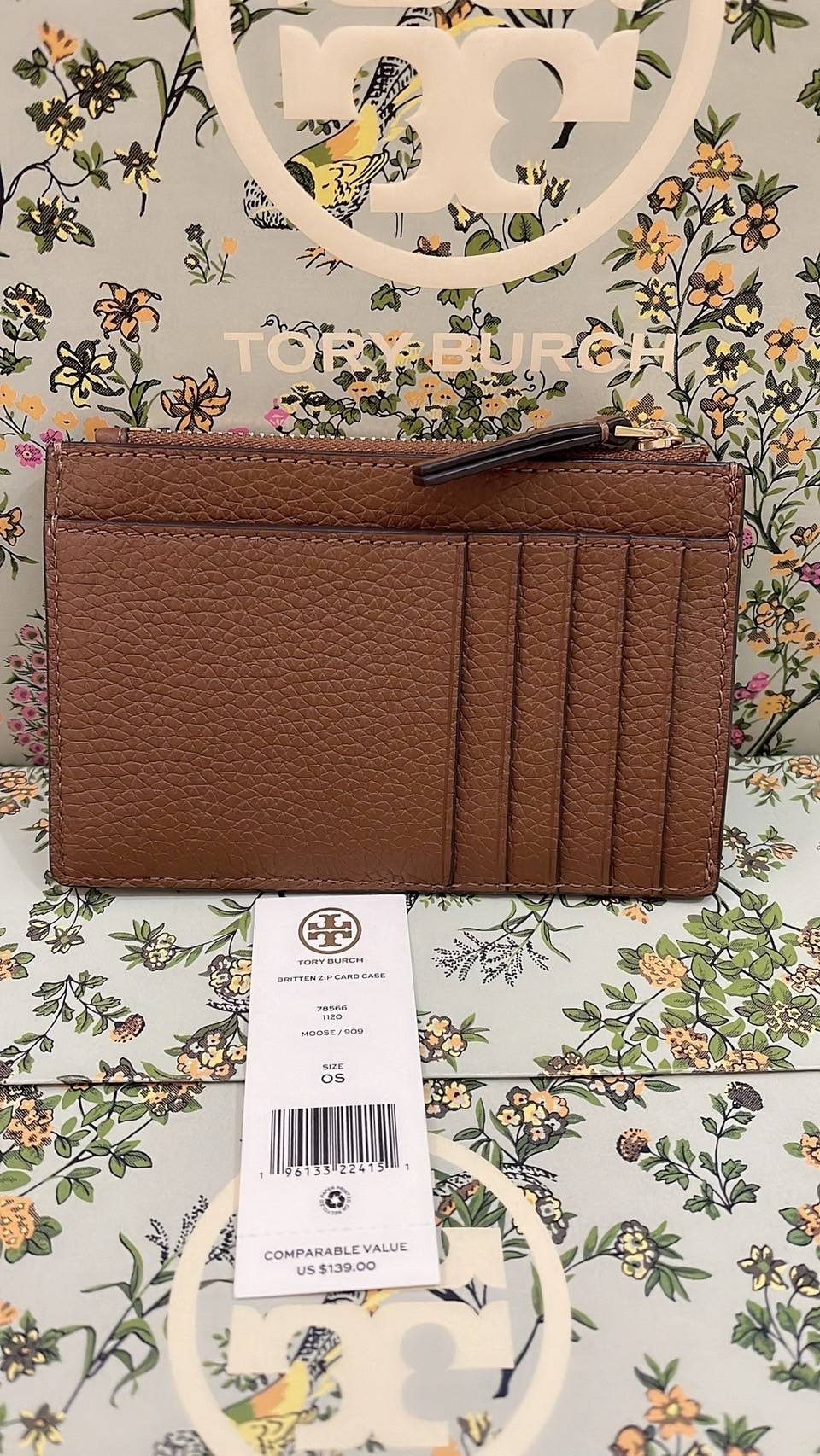 พร้อมส่ง New Tory Burch Britten Zip Card สีน้ำตาล Moose