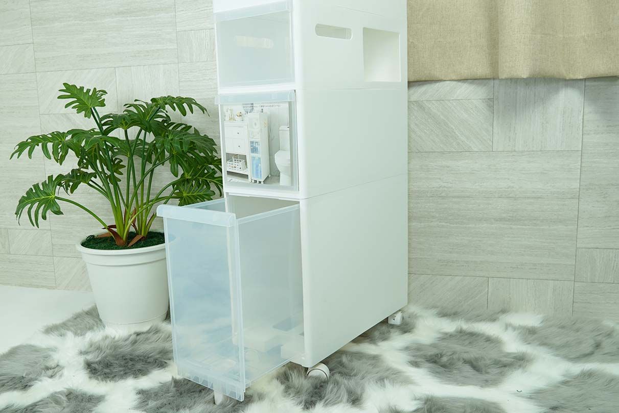 Plastic storage shelf ลิ้นชักพลาสติก 3 ชั้น จัดเก็บสิ่งของ 22x45x77 cm สีขาว ST211035