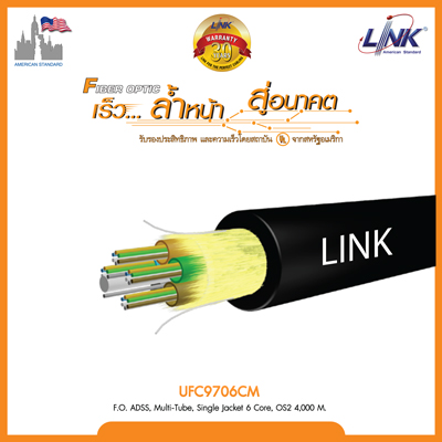 F.O. ADSS, Multi-Tube, Single Jacket 6 Core, OS2 4,000 M.