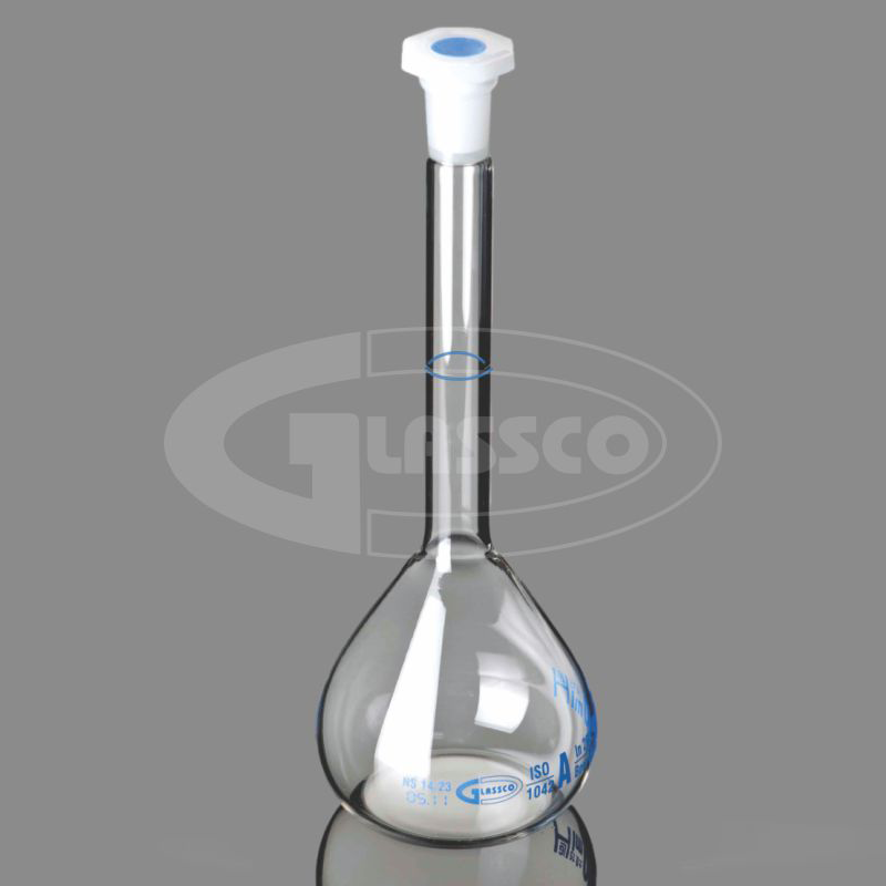 ขวดวัดปริมาตร Volumetric flasks clear with graduated