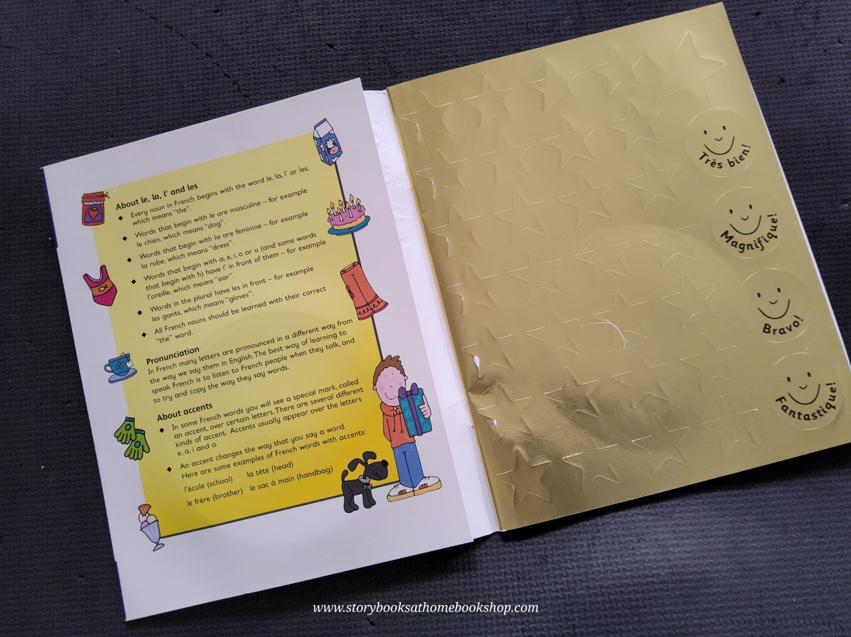 KNOWLEDGE LANGUAGE BOOK** ♥️GOLD STARS STARTING FRENCH WITH CD)