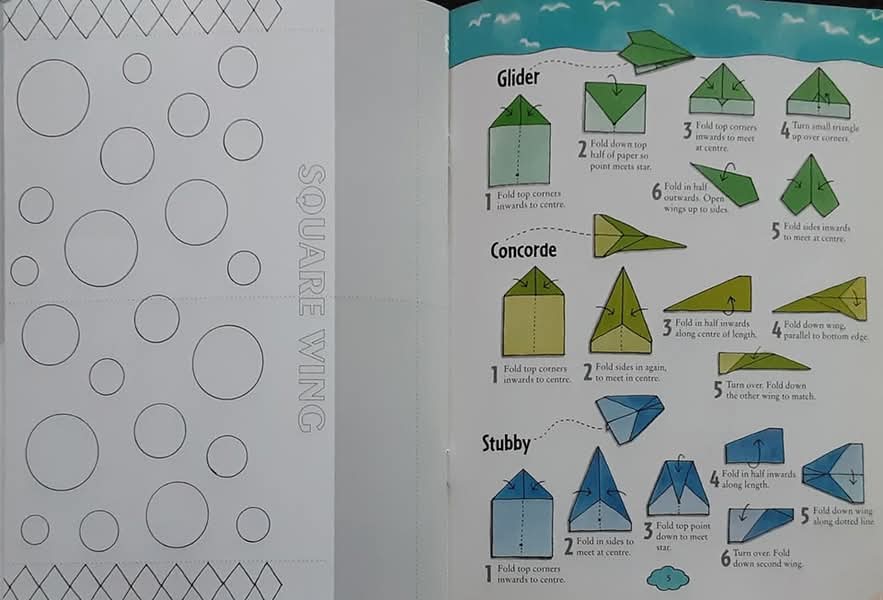 ACTIVITIES BOOK** ð
ðMAKE AND COLOUR PAPER PLANES PLUS STENCIL