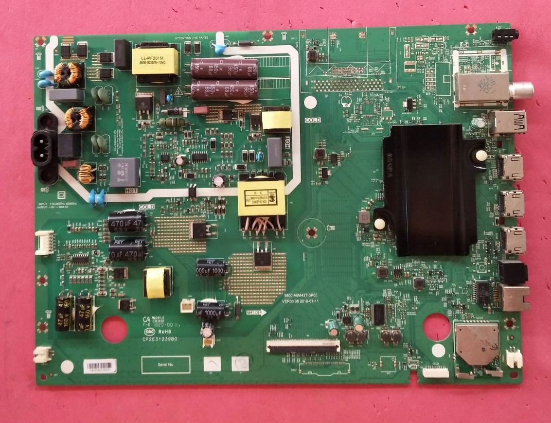 เมนบอร์ดทีวี SKYWORTH (สกายเวิร์ท) ของแท้ถอดจากเครื่อง ใช้กับรุ่น 55UB5550 50UB5550 50S3C 55S3C พาร์ท5800-A9M43T-0P00 เวอร์ชั่นสายแพใหญ่