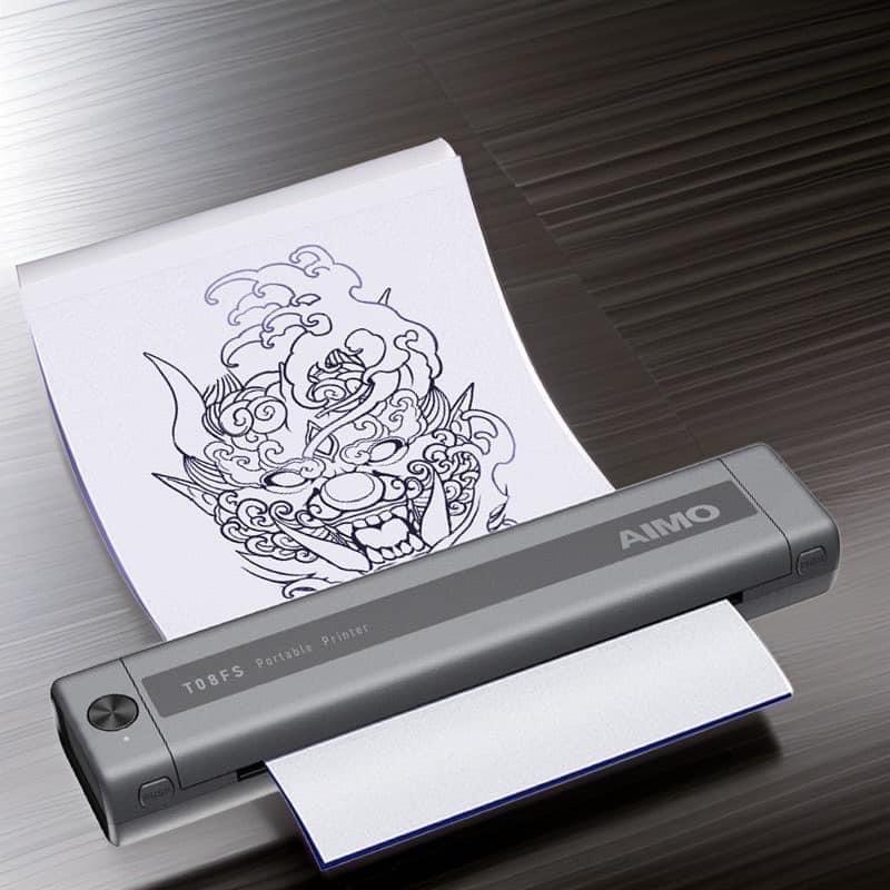 เครื่องปริ้นแบบลายสัก ไร้สายเชื่อมบลูทูธ ยี่ห้อ : Aimo และแอปพลิเคชั่นที่มากับเครื่อง