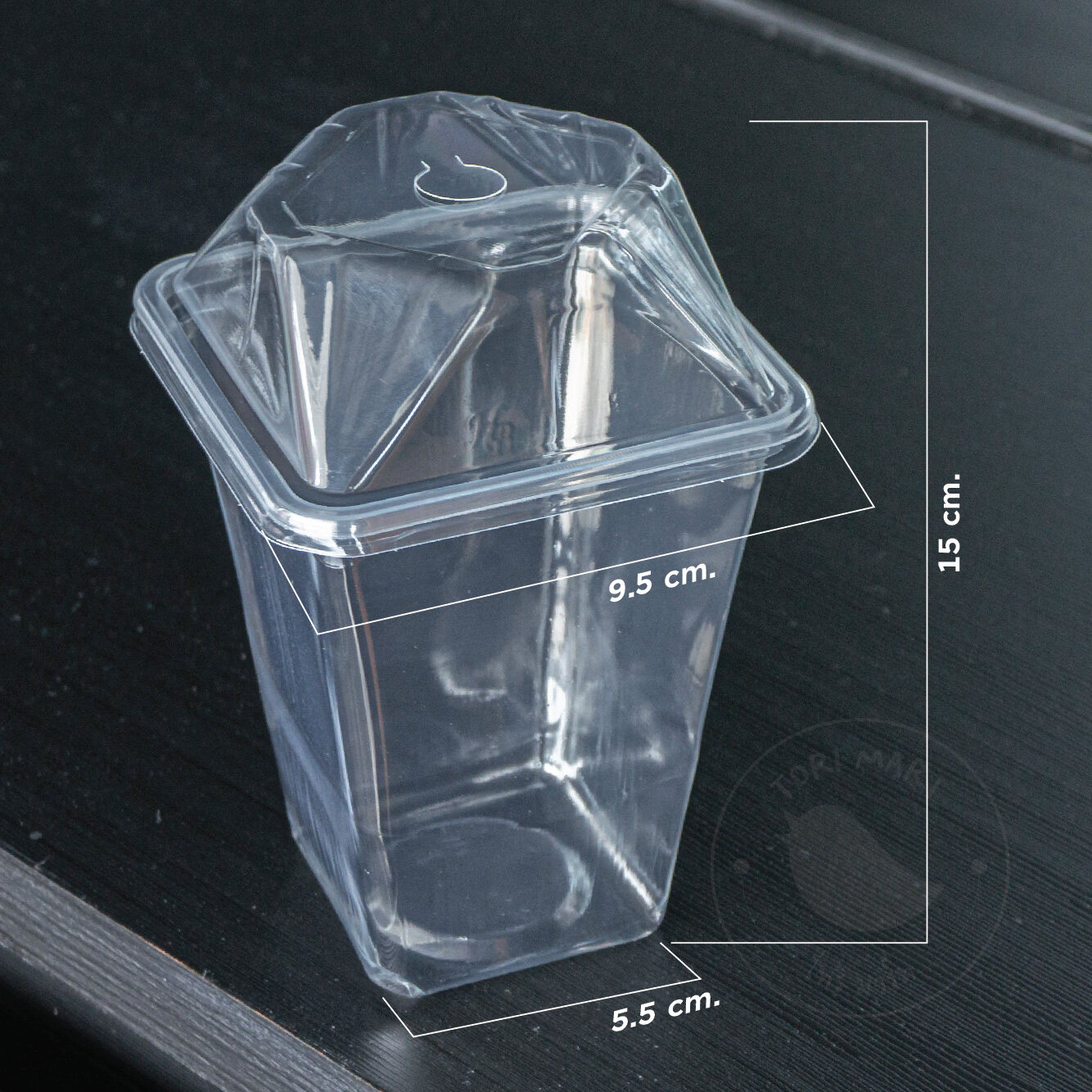 Toripac แก้วเหลี่ยมพีระมิด 16oz , 22oz แก้วพีระมิด พร้อมฝา PET (25 ชุด/แพ็ค)