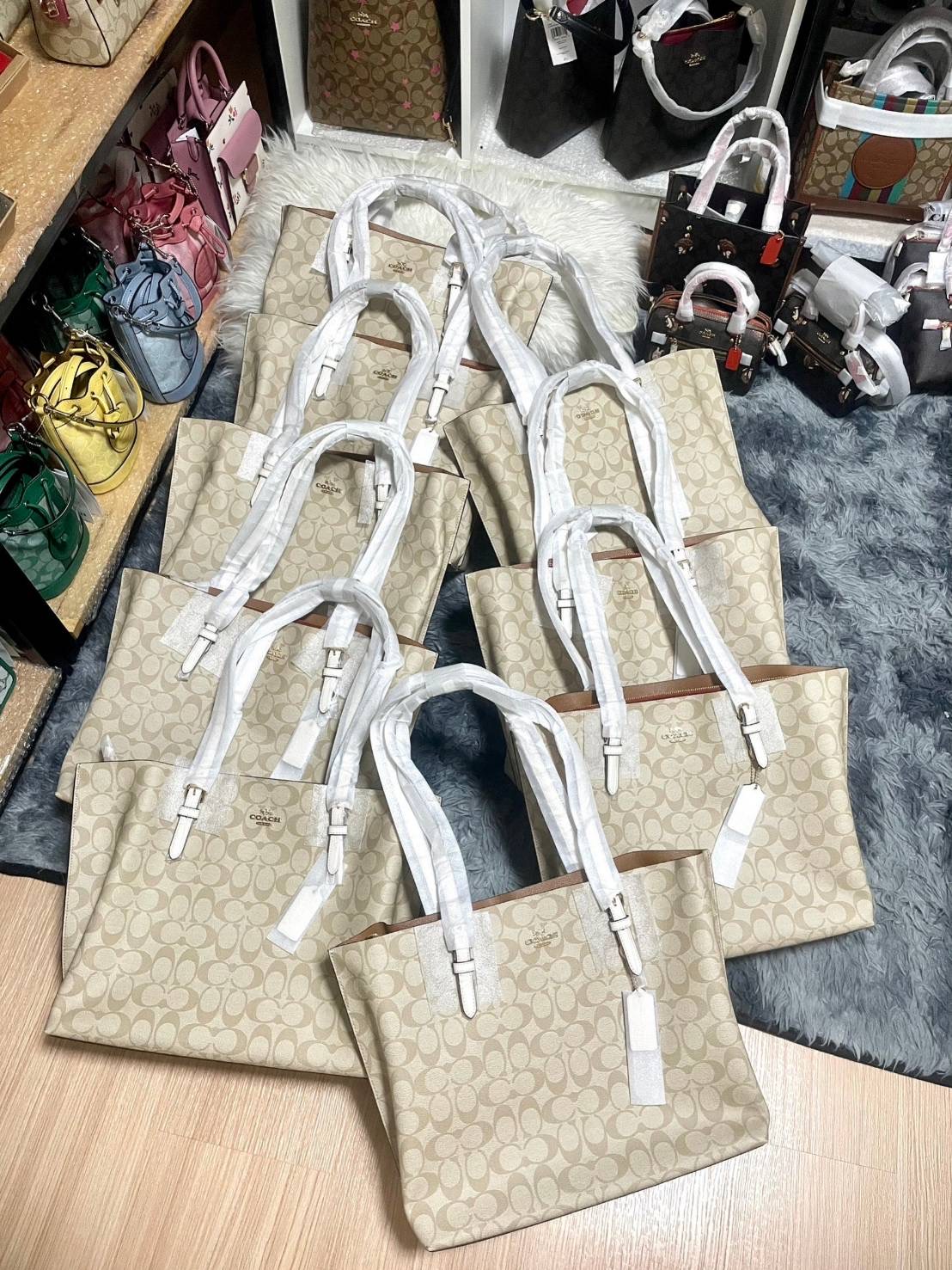 มาเต็มๆๆNEW COACH MOLLIE TOTE IN SIGNATURE CANVAS IM/LIGHT KHAKI CHALK