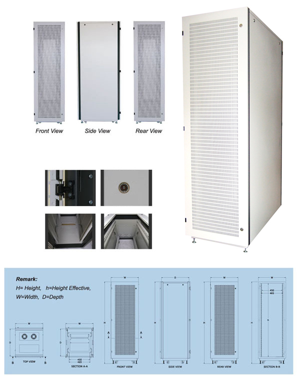 19" PERFORATION EXPORT SERVER RACK 45U (60x90 cm.) สูง 218 cm.