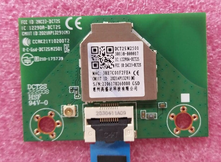 ตัวรับสัญญานWifiทีวี ทีซีแอล TCL ของแท้ถอดจากเครื่อง รุ่น 55P615 พาร์ท DCT2SM2501 30130-000017