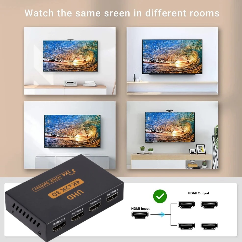 Qoolis Hdmi Splitter กล่องแยกจอ HDMI Splitter 1x2 (4K)