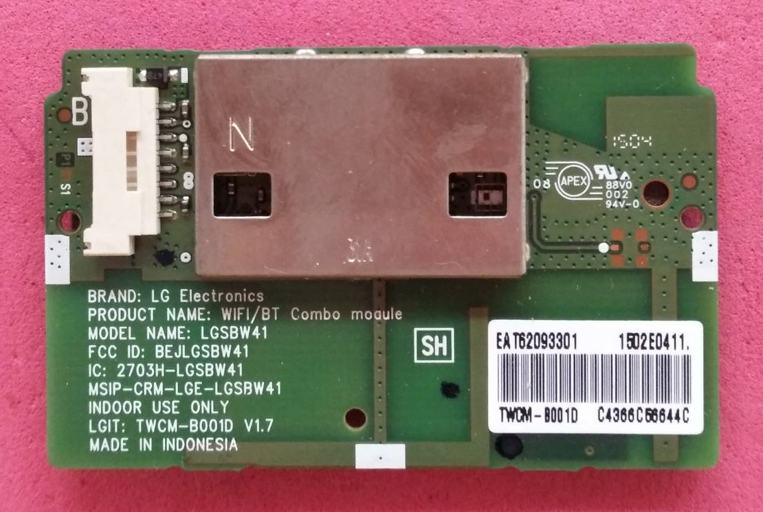 ตัวรับสัญญาณ WIFIทีวีแอลจี ( LG) ของแท้/ถอดจากเครื่อง รุ่น 42LB650T พาร์ท EAT62093301 และรุ่นอื่นที่พาร์ทเดียวกัน