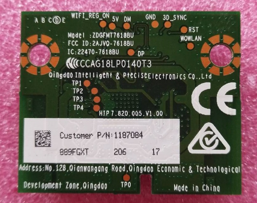 ตัวรับสัญญาน WIFI ทีวีHISENSE ไฮเซน ของแท้ถอดจากเครื่อง รุ่น55A6501UW