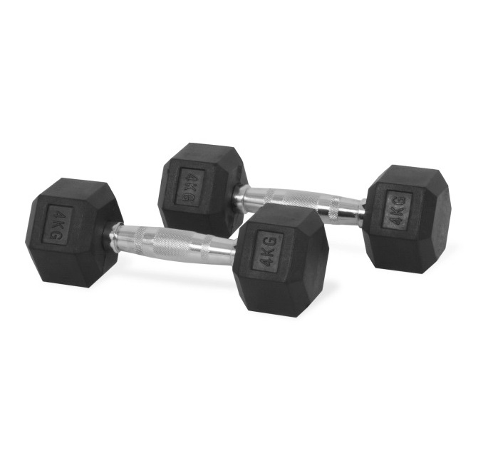 Dumbbell Hex ดัมเบล ทรง 6 เหลี่ยม ดัมเบลเหล็กหุ้มยาง 4 KG. (1 คู่)