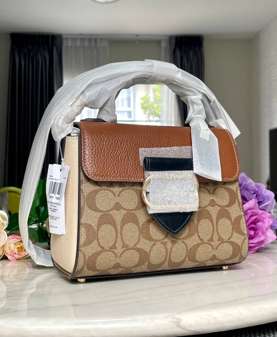 ใหม่ล่าสุด New Coach Top Handle Satchel In Colorblock Signature Canvas 💥ขนาด 8 1/4" (L) x 6 1/4" (H) x 4 1/4" (W)