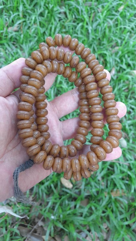 ประคำลูกลาน หลวงปูู่่ครูบาชัยยะวงศา วัดพระพุทธบาทห้วยต้ม สภาพเก่า แตกลายงา ได้มาจากเณรวัดพระพุทธบาทห้วยต้ม เณรบอกข้อมูลว่าได้มาจาก คุณตาที่บ้าน