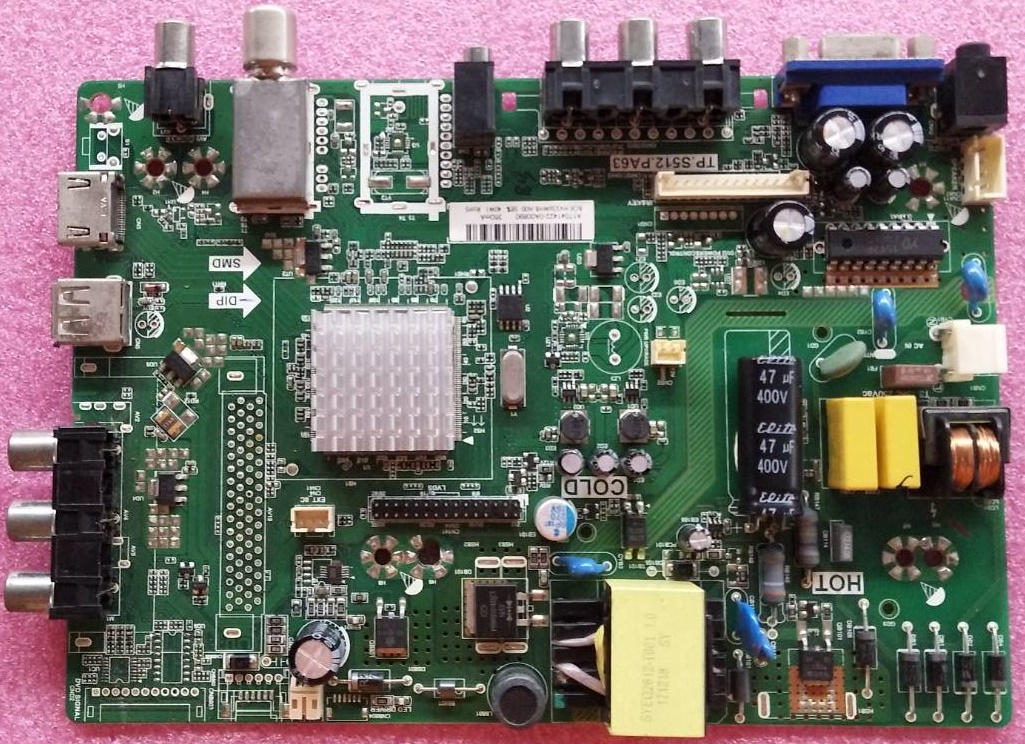 เมนบอร์ดทีวี ACONATIC (อะโคเนติค) ของแท้ถอดจากเครื่อง ใช้กับรุ่น AN-LT2433 พาร์ท TP.S512.PA63 เวอร์ชั่นทีบาร์ HV236WHB-N00