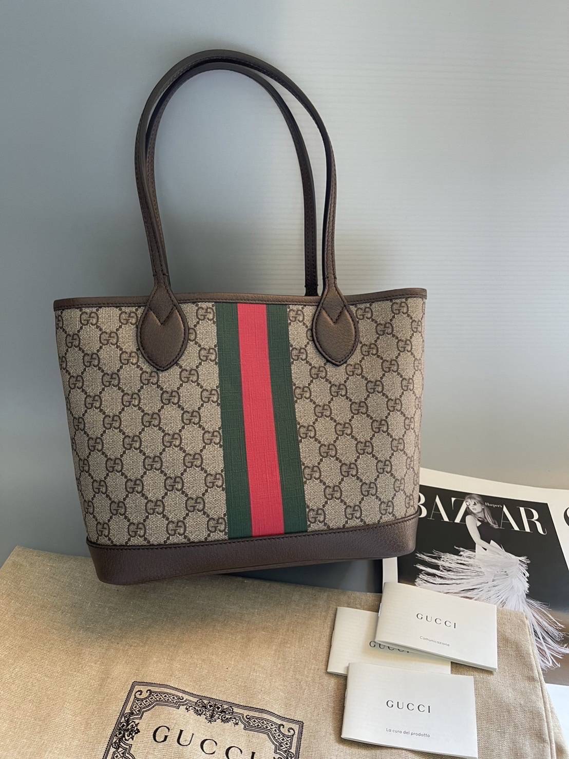 New Gucci Ophidia Small Tote Size 9.8” x 8.7” x 4.7” ร