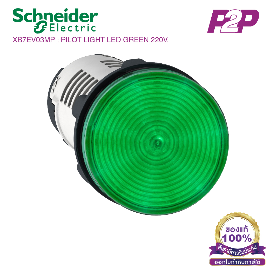 XB7EV03MP : ไพล็อตแลมป์ แบบ LED, Ø22mm, แบบพลาสติก, สีเขียว, 220-240VAC - Schneider Electric - Pilot Lights / Pilot Lamps by pik2pak.com