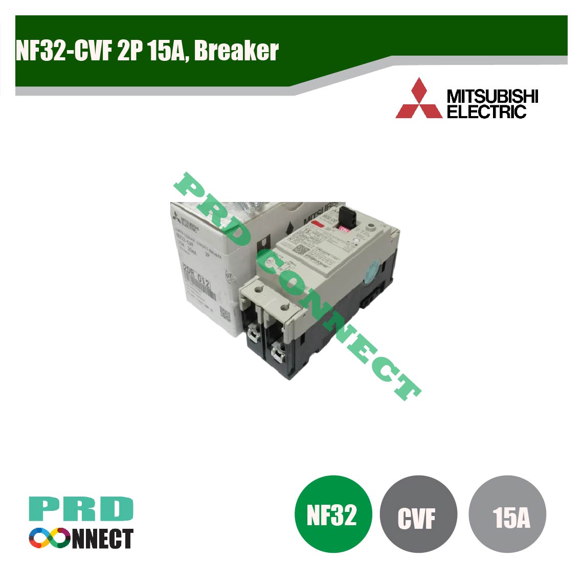 NF32-CVF 2P 15A, Breaker, Mitsubishi