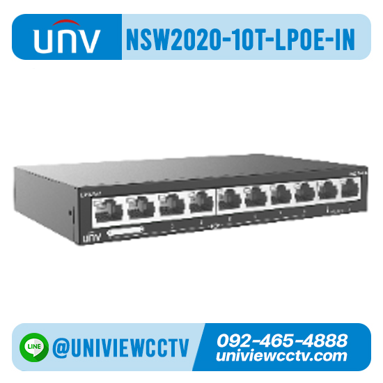 สวิทช์ UNIVIEW รุ่น NSW2020-10T-LPOE-IN l 10×100Mbps network ports (RJ45), including 8 PoE ports