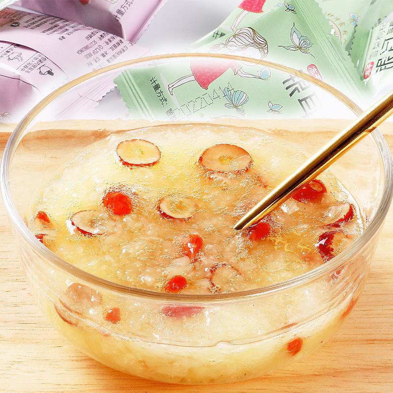 ซุปเห็ดหูหนูขาว รังนกเจ พุทราจีน เก๋ากี้ หวานน้อย ดีต่อร่างกาย บำรุงร่างกาย 10g/ซอง