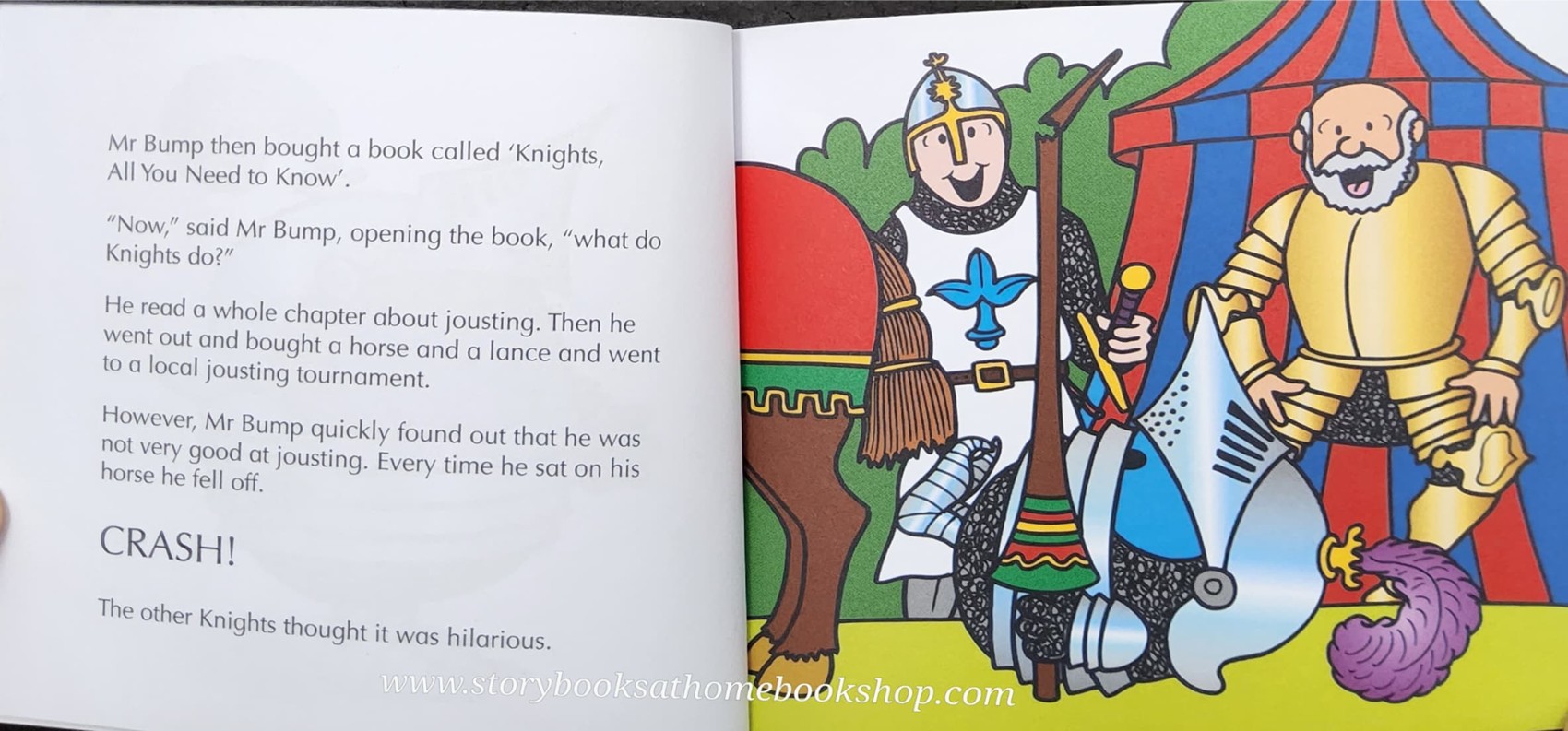 หนังสือ Bestseller Small book** **หนังสือนิทานปกอ่อน** 👉LITTLE MISS&MR.MEN👍 🍅🍅MR.BUMP AND THE KNIGHT by Roger Hargreaues ปกกริทเตอร์