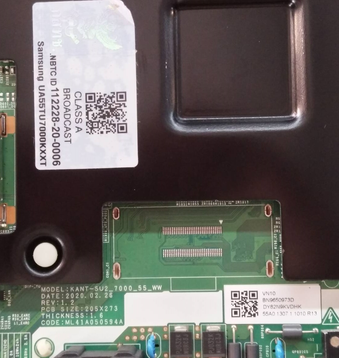 วันบอร์ดทีวีซัมซุง/เมนบอร์ดทีวีซัมซุง/วันบอร์ดทีวีซัมซุง (Oneboard TV Samsung) อะไหล่แท้/มือสองพร้อมใช้งาน พาร์ทBN96-50973D:BN96-51660E ใช้กับรุ่นUA55TU7000KXMR :UA55TU7000KXXT