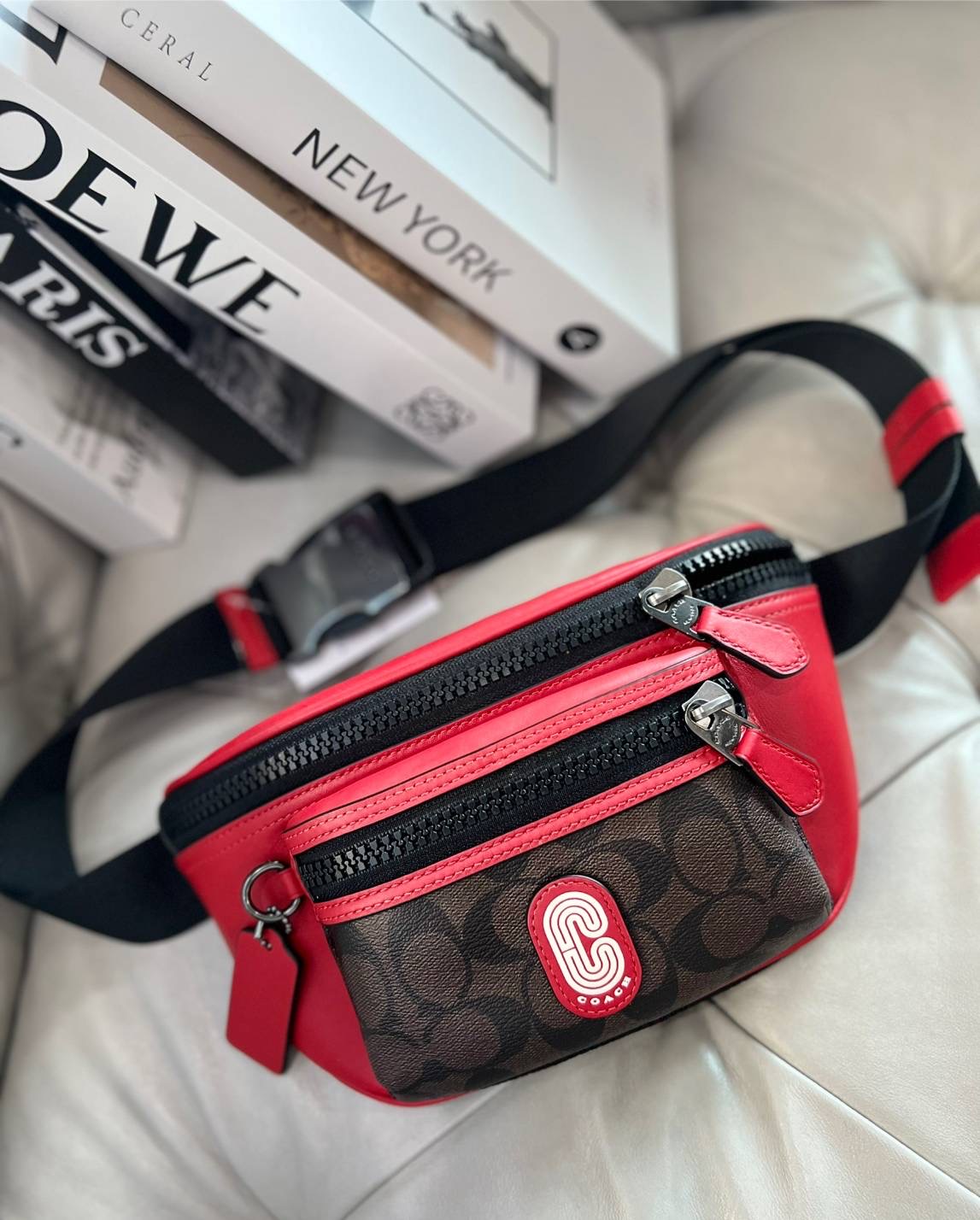 New Coach Westway Belt Bag In Colorblock Signature Canvas With Coach Patch