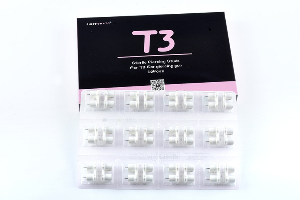 Model T ต่างหูเจาะราคาย่อมเยา ก้านจะหนา1 mm แป้นผีเสื้อ