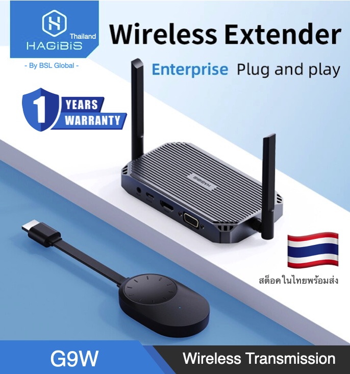 [ออกใบกำกับภาษีได้]พร้อมส่งจาก กทม Hagibis G9W Wireless HDMI Transmitter and Receiver, Wireless HDMI Extender Kits Wireless Display Dongle, Plug and Play