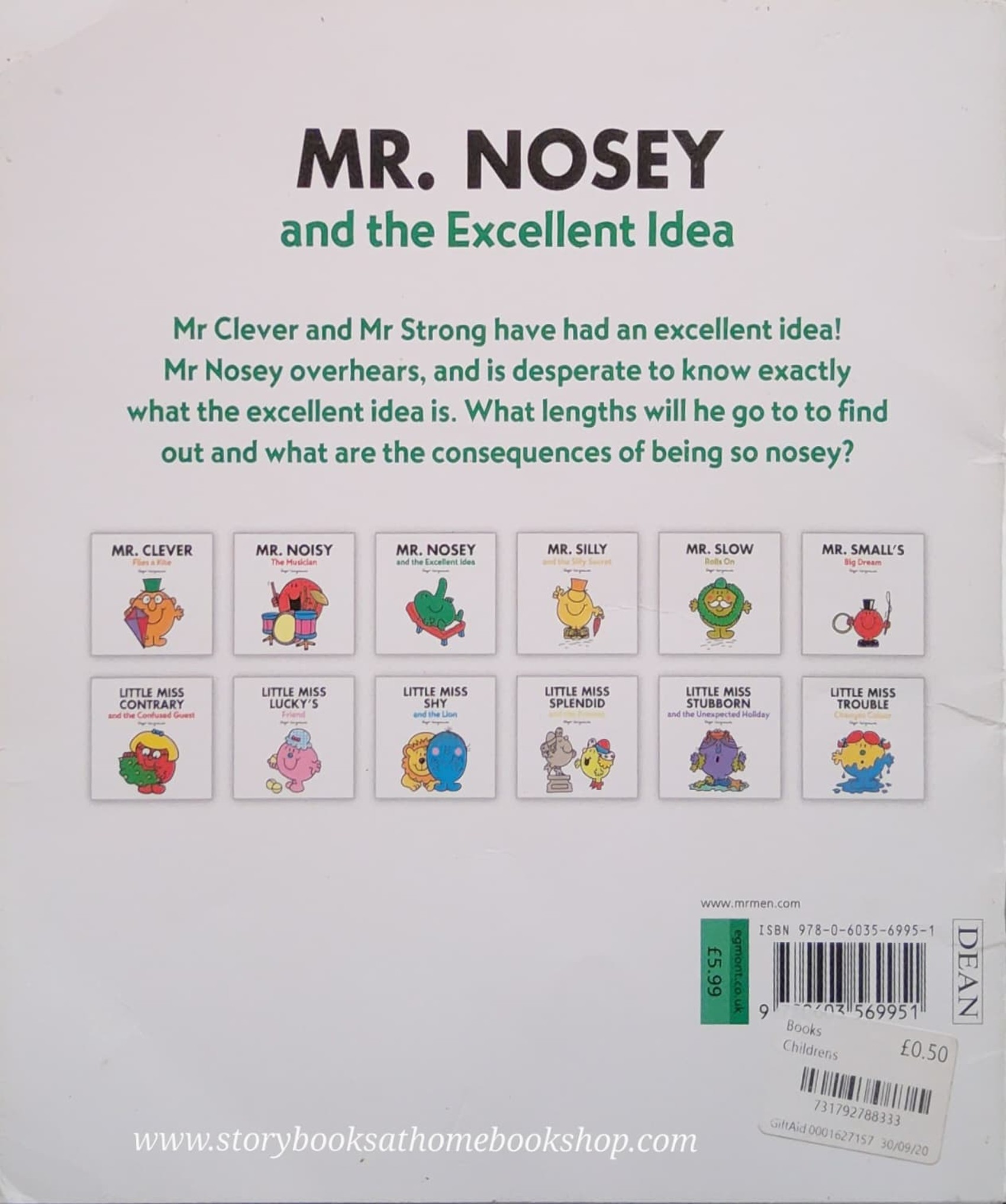 หนังสือนิทานปกอ่อน** 👉LITTLE MISS&MR.MEN👍 🍅🍓MR.NOSEY AND THE EXCELLENT IDEA BY Roger Hargreaues