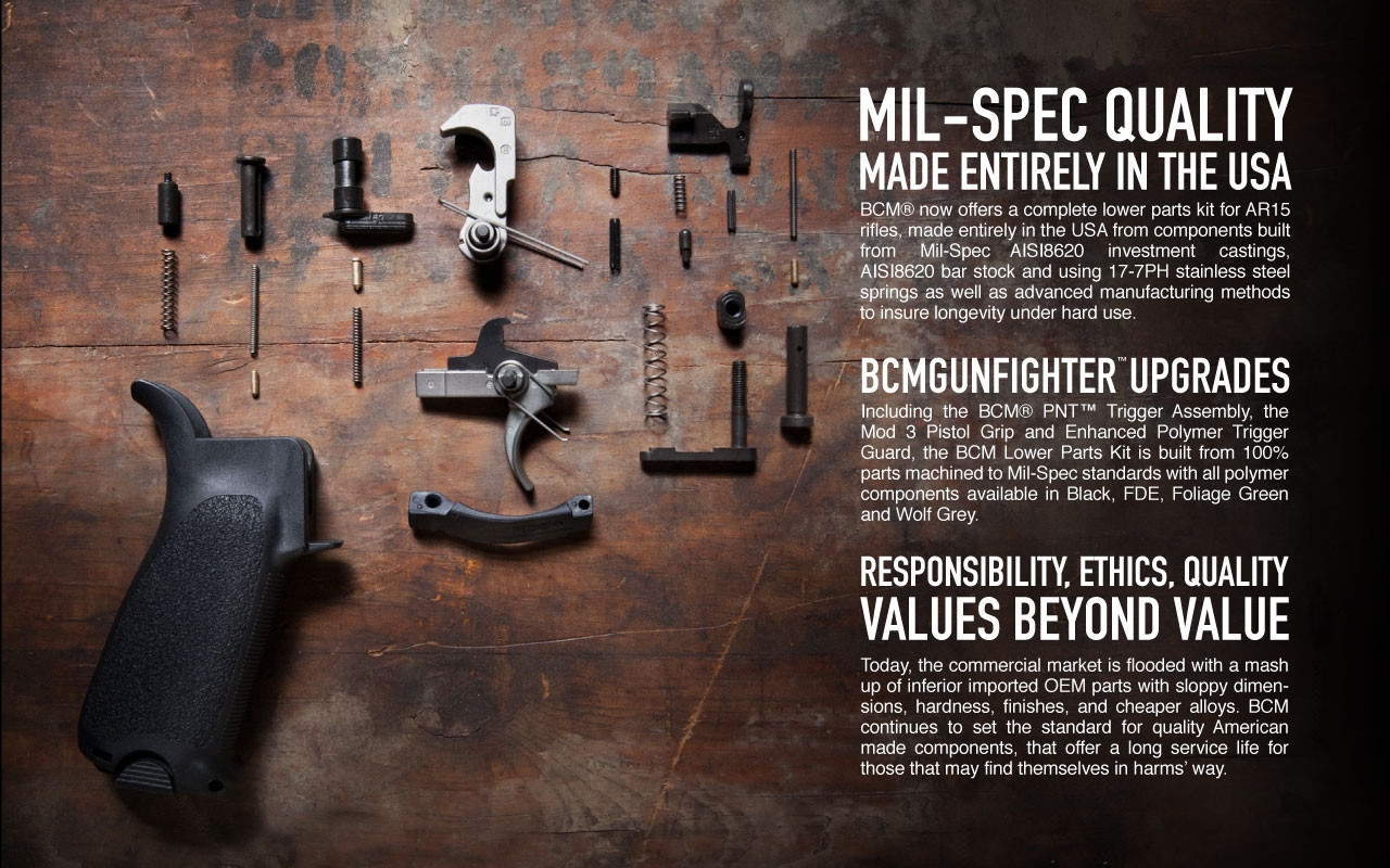 BCM GUNFIGHTER™ - AR15 Enhanced Lower Parts Kit - (FDE)