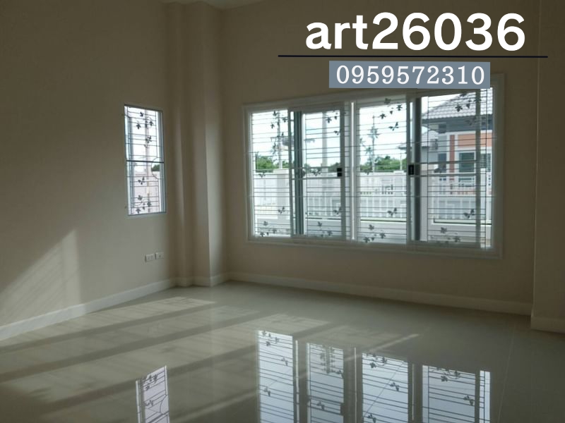 เหล็กดัดอบสีขาวผีเสื้อ พร้อมมุ้งลวด กระจกสีทะเล กระจกบานเลื่อน