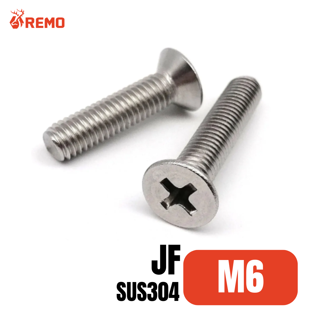 สกรูมิลหัวเตเปอร์สแตนเลส (JF) M6-1.00F(55mm - 100mm)
