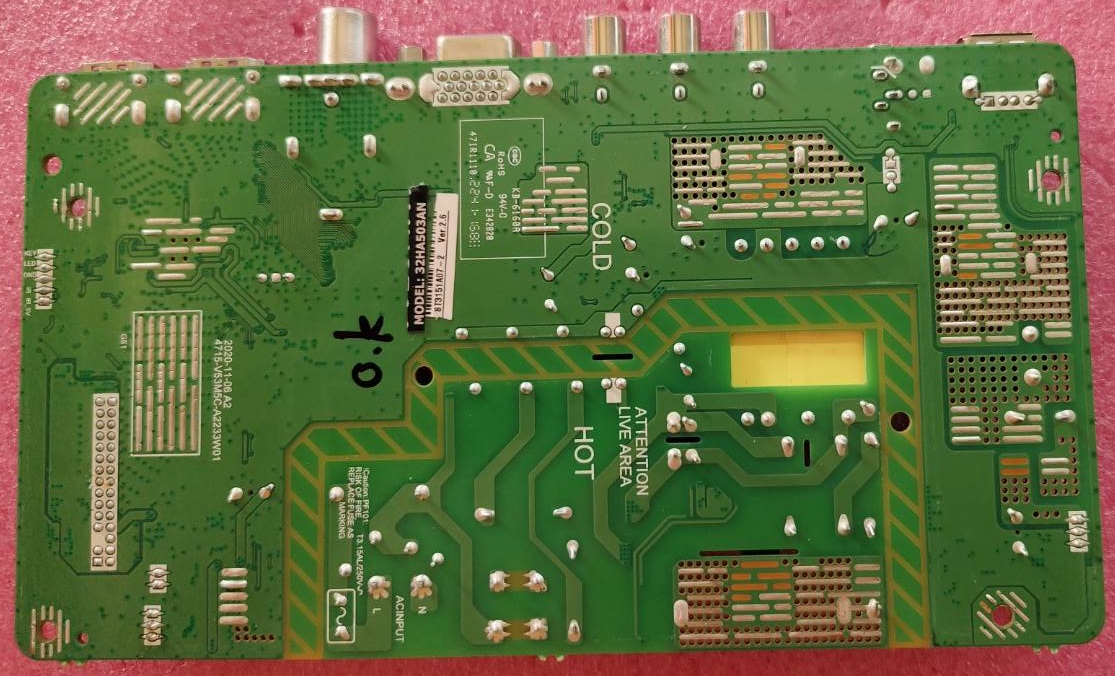 Main Board ACONATIC (เมนบอร์ด อะโคเนติค)อะไหล่แท้/มือสองพร้อมใช้งาน ใช้กับรุ่น 32HA503AN พาร์ทV53M5C2 ทีบาร์ST3151A07-2