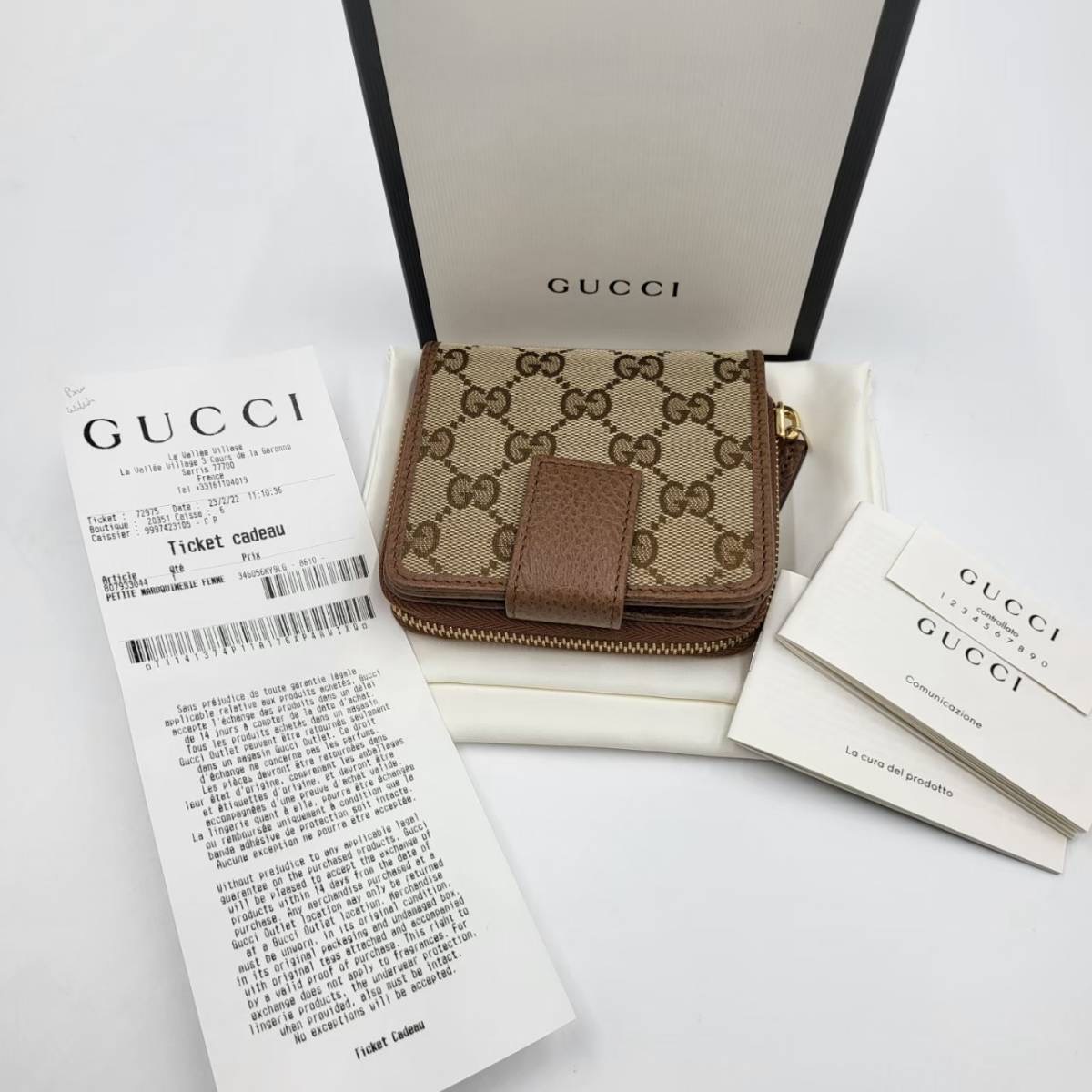 พร้อมส่ง New Gucci wallet อุปกรณ์ ถุงผ้า การ์ด กล่อง ใบเสร็จ
