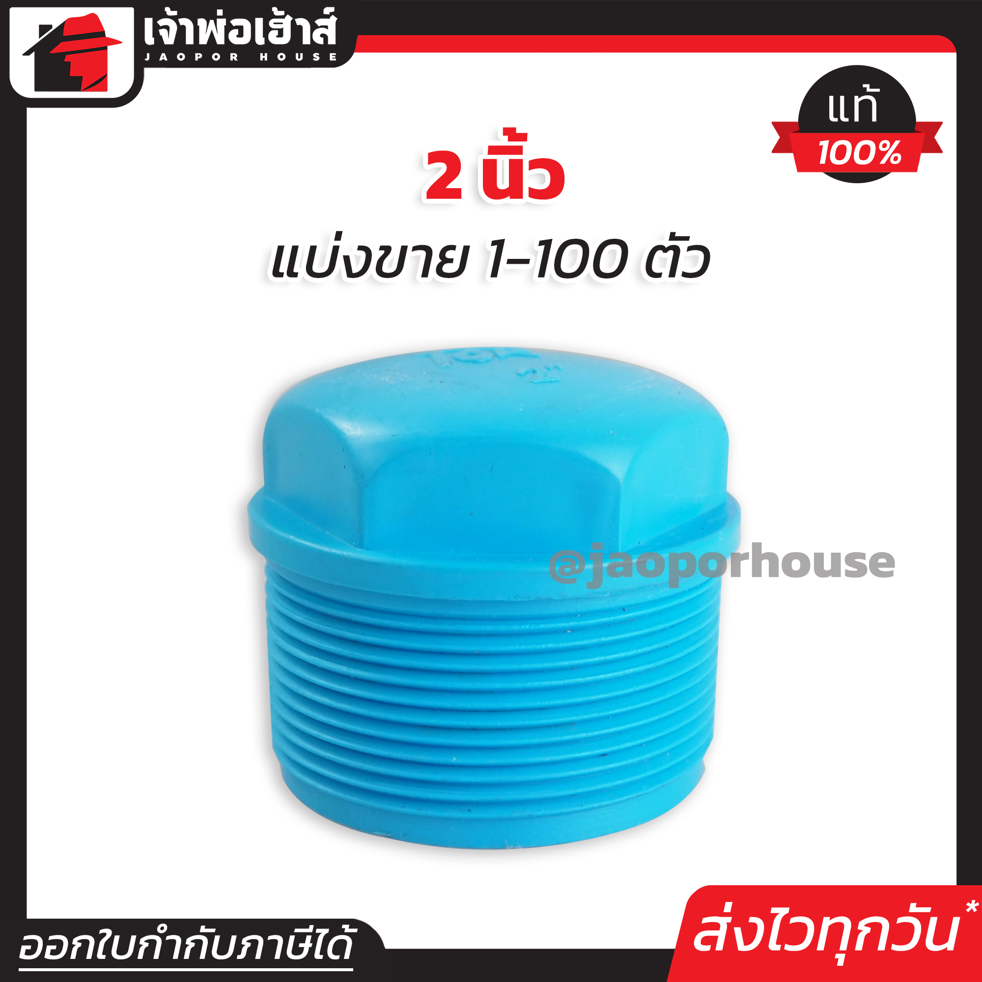 ปลั๊กอุดเกลียวนอก pvc 2 นิ้ว แพ็ค 1-100 ชิ้น ฝาปิดท่อ ฝาอุดเกลียวนอก ข้อต่อpvc