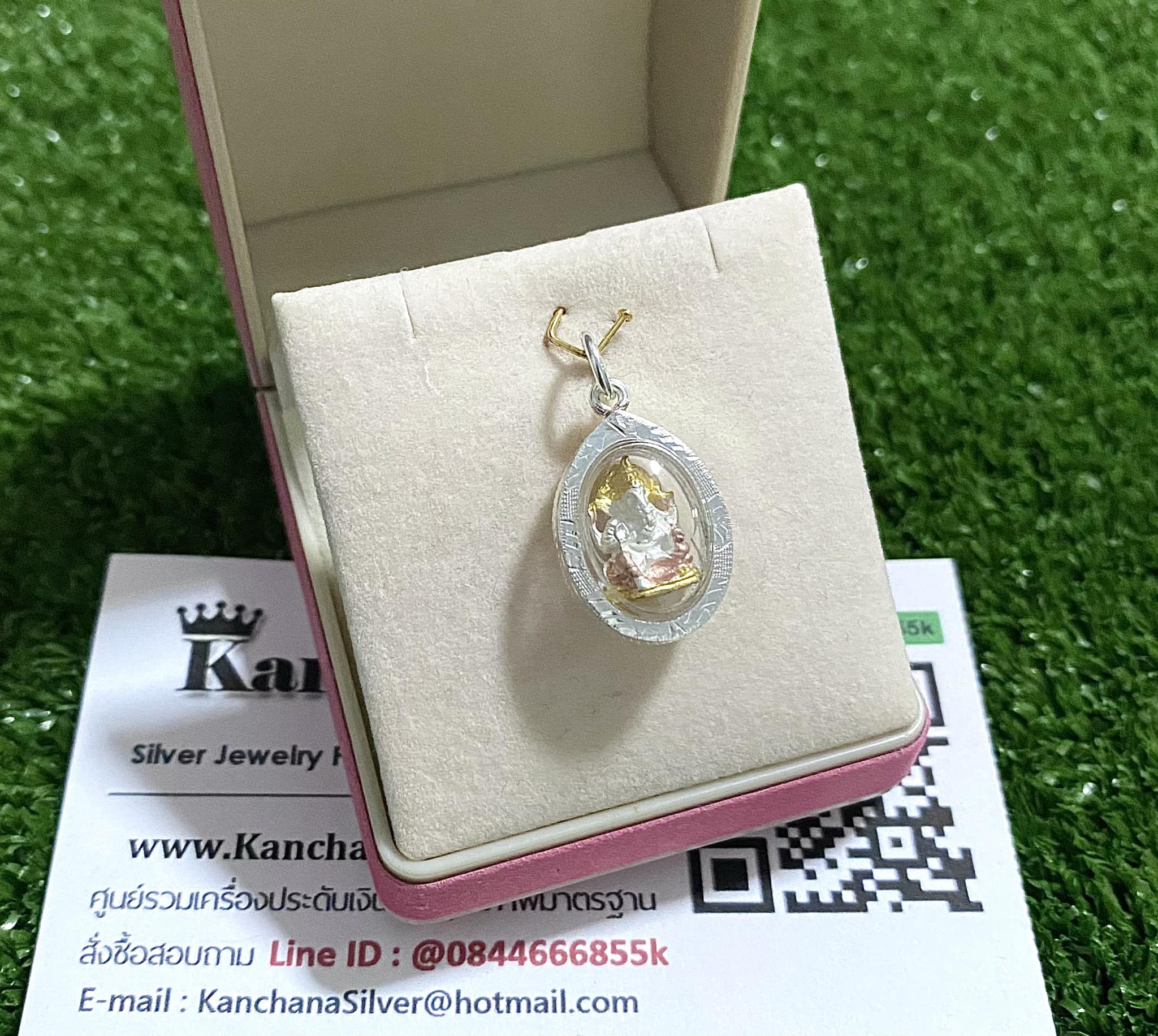 จี้เงินแท้ พระพิฆเนศ 3 กษัตริย์ กว้าง 15 มิล