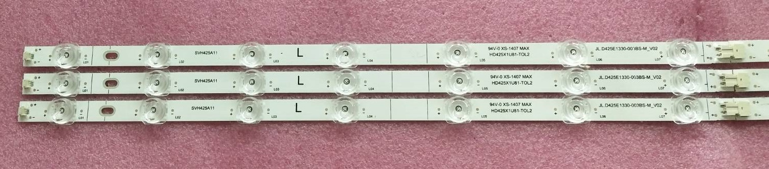 หลอดเเบล็คไลทน์ทีวี ไฮเซ็น HISENSE หลอดใหม่โรงงาน รุ่น43A6500G 1ชุดมี3แถว 14 LED 3v