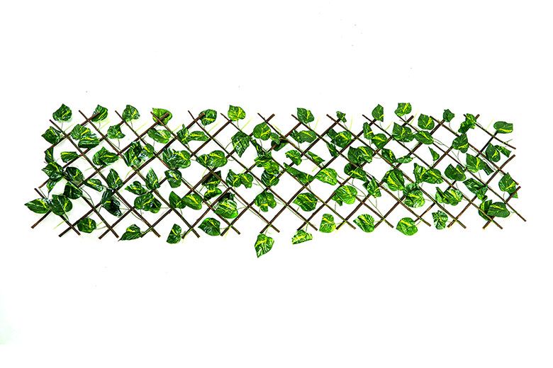 Artificial spotted betel leaf trellis รั้วใบพูด่างยืด-หดได้ ระแนงไม้ 70 cm