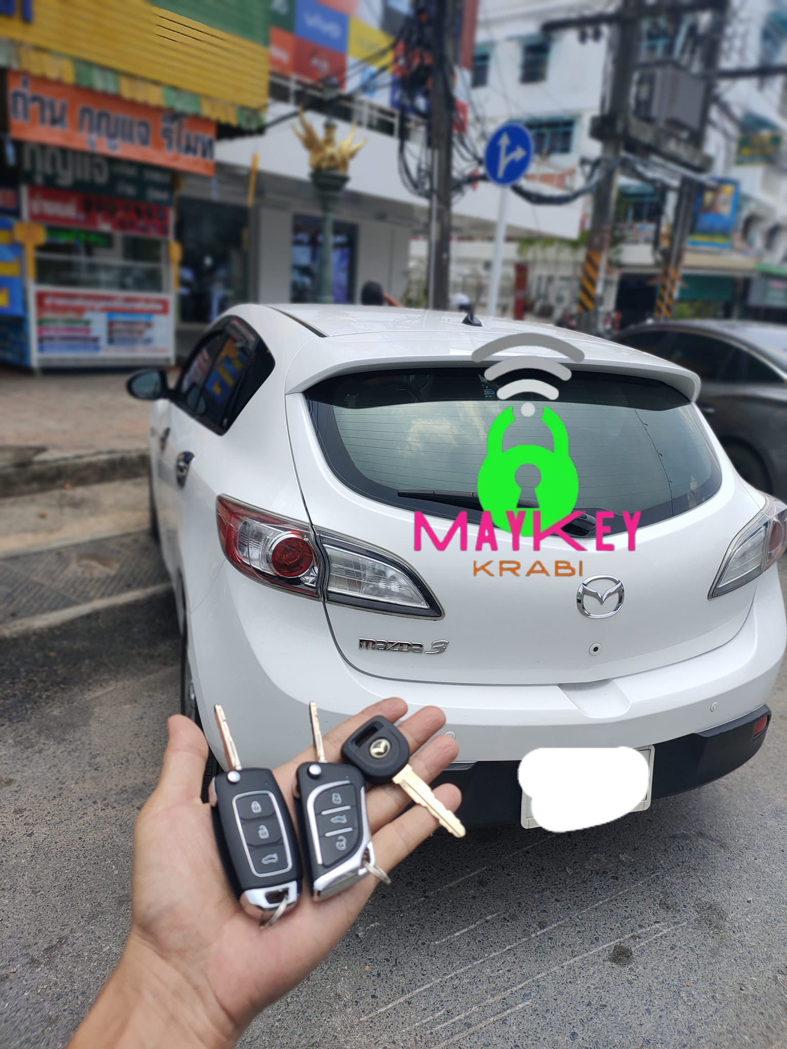 ช่างกุญแจอ่าวนางโปรแกรมกุญแจรีโมทม้าสด้า3 สวยงามคับโทร0647-988292