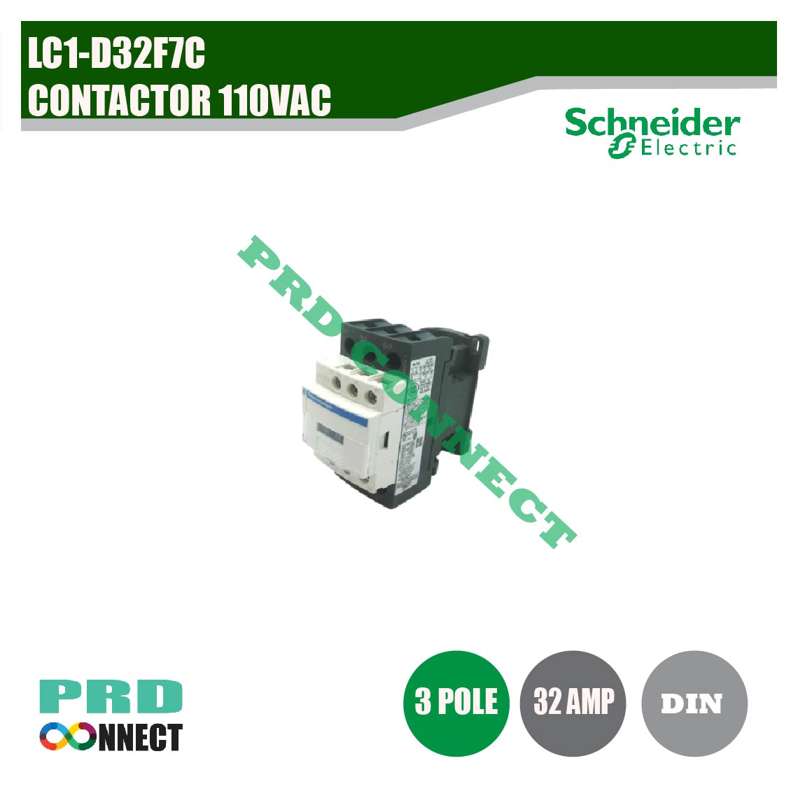 LC1-D32F7C, CONTACTOR 110VAC, SCHNEIDER