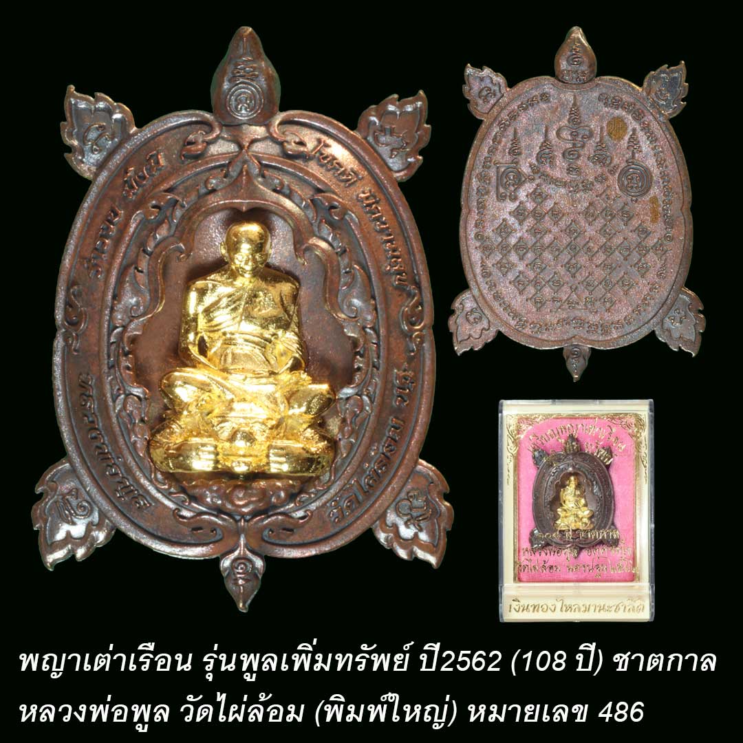 เหรียญพญาเต่าเรือน รุ่นพูลเพิ่มทรัพย์ หลวงพ่อพูล วัดไผ่ล้อม ปี62